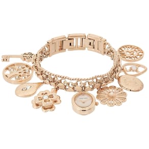 Relógio Anne Klein Premium com detalhes em cristal em tom dourado rosa