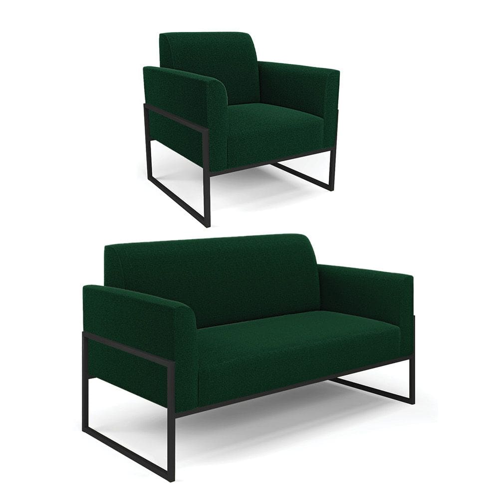 Namoradeira e Poltrona Industrial Alta Preto Marisa Bouclê Verde D03 - D`Rossi