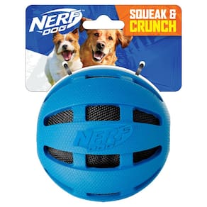 Brinquedo para cães Nerf Dog Crunch and Squeak Rubber Ball azul