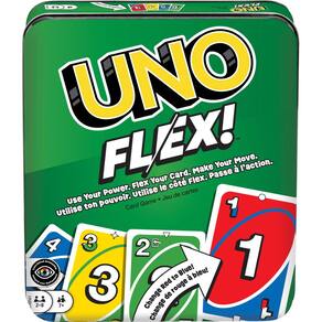 Jogo de cartas Mattel Games UNO Flex Family Night com lata colecionável