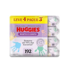 Lenços Umedecidos Huggies Rosto e Corpo Limpeza 4 x 48 Unidades