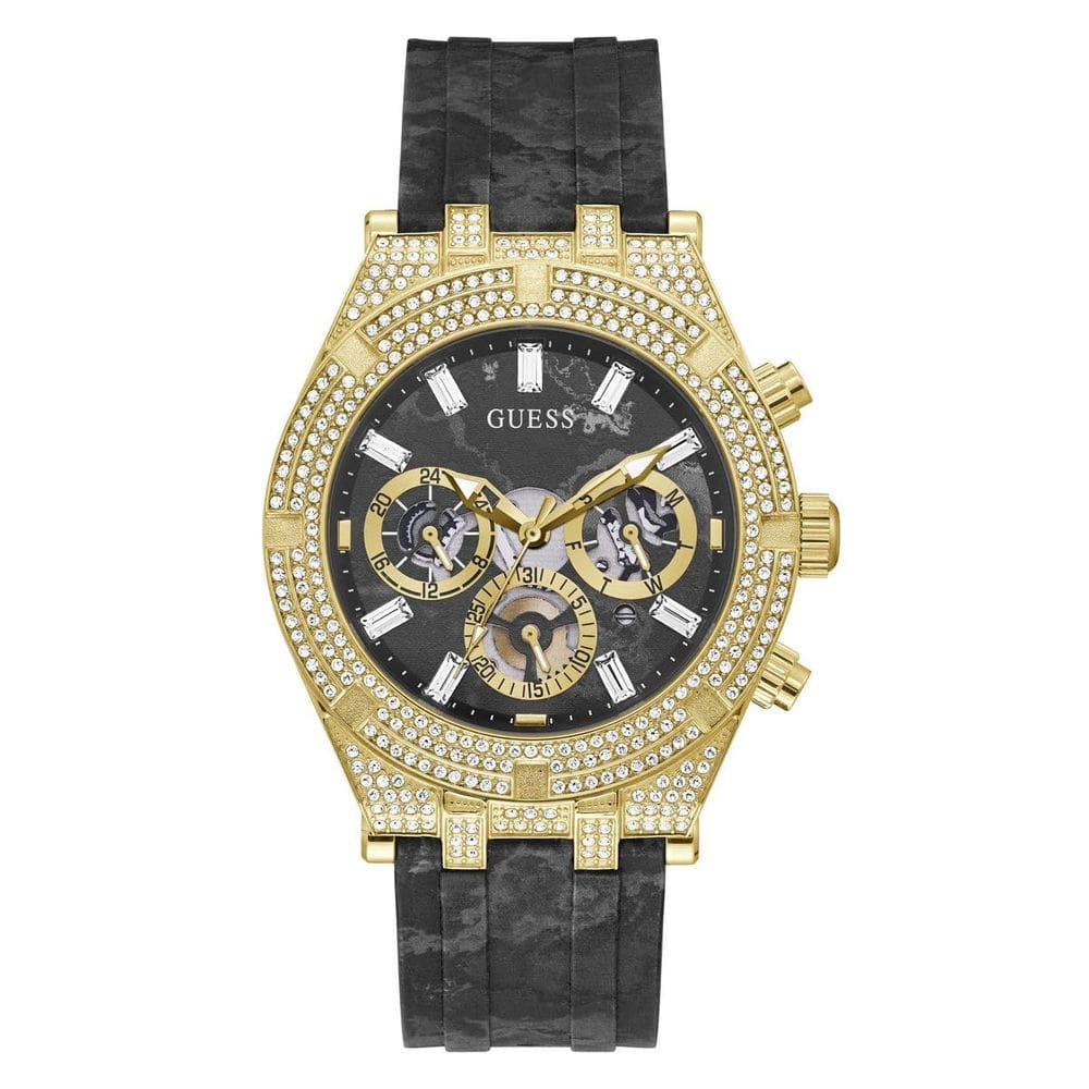 Relógio masculino GUESS Sport Crystal Multifuncional 44 mm preto