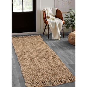 Tapete Runner Area Hausattire de juta tecida à mão 60x150cm natural