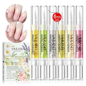 Caneta de óleo para cutículas SAVILAND Floral 5mL Nail Growth com flores x6
