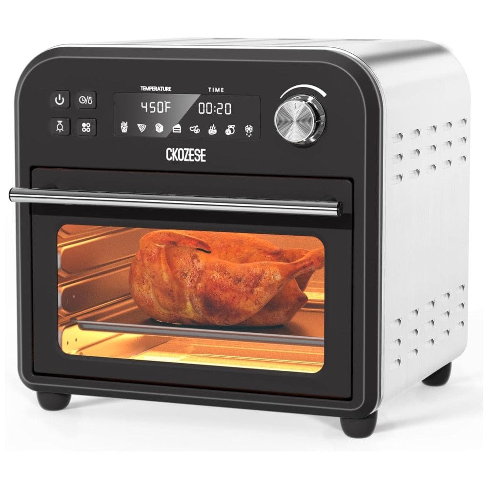 Forno Elétrico de Bancada 8 em 1, 13L com Painel Digital, com Função Air Fryer, Controle de Temperatura, 110V 1250W, CKOZESE FM1053, Preto e Prata