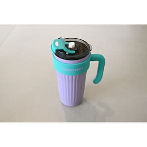 Caneca Copo Térmico Aço Inox Colorida Com Tampa E Canudo 860ml - Roxo/Verde