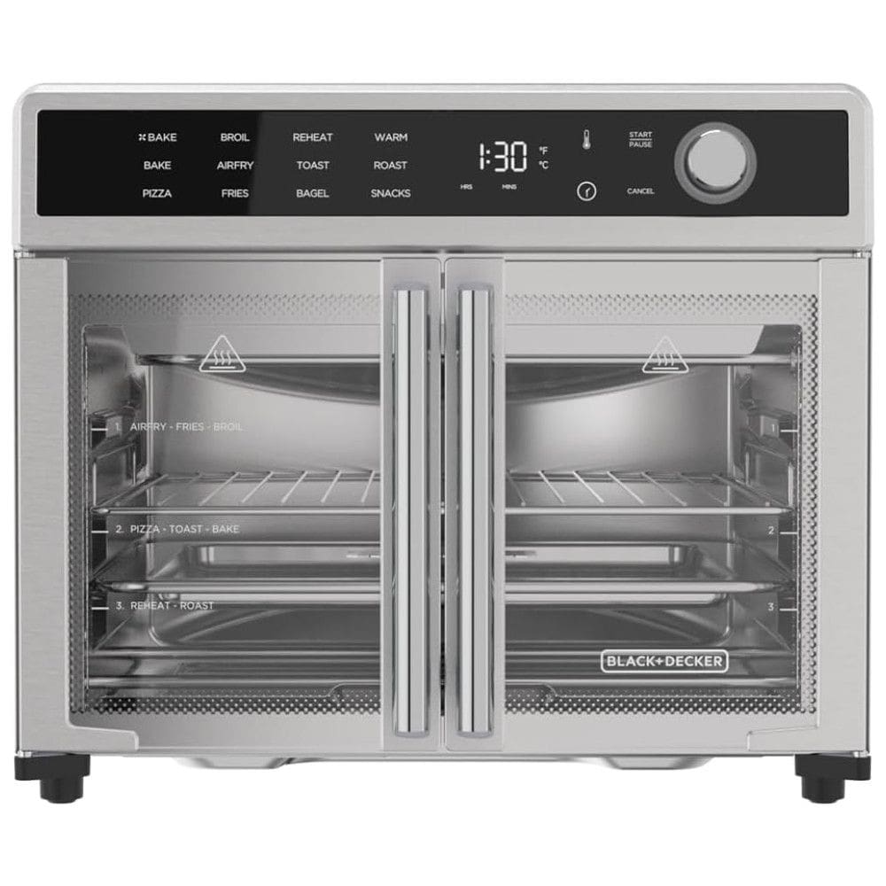Forno Elétrico de Bancada em Aço Inoxidável com 12 Funções de Cozimento, Temporizador, Função Air Fryer, 110V 1650W, BLACK DECKER TO62D5, Prata