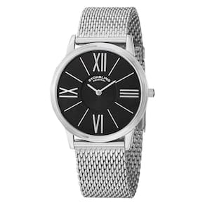 Relógio Ascot Solei Elite 533M com mostrador preto e pulseira de aço inox prateado de 38mm - Stuhrling.