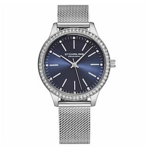 Relógio Stuhrling D44 de 35mm em tons de azul e prata.