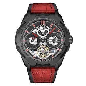 Relógio Automático Navigator 46mm Dual Time com Mostrador Preto e Pulseira Vermelha - Stuhrling