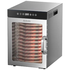 Desidratador de Alimentos Ailinda Rotativo de Aço Inoxidável com 12 Bandejas, 1000W, 110V