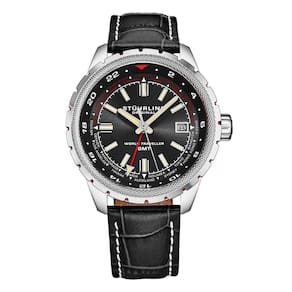 Relógio Global Voyager 1014 GMT 42mm - Preto Azeviche, Stuhrling: Cronômetro Mundial e Estilo Sofisticado.