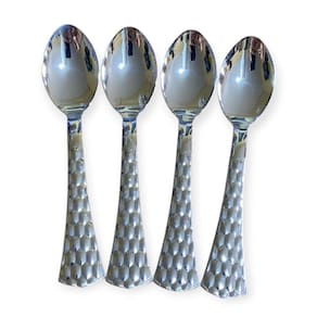 Kit 12 Colheres Sobremesa Luxo Plástico 13.8Cm Prata Festa