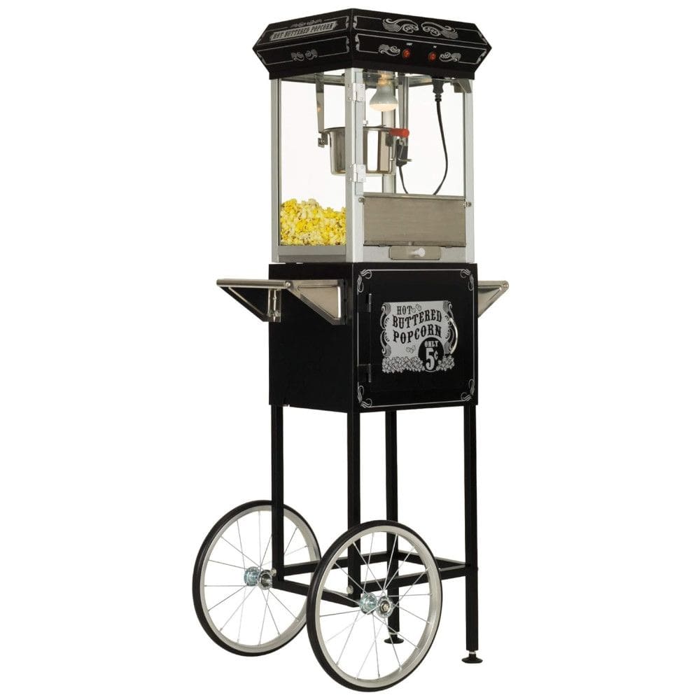Carrinho de Pipoca Retro com Panela de 118 mL e Iluminação, 110V, Funtime FT454CB, Preto
