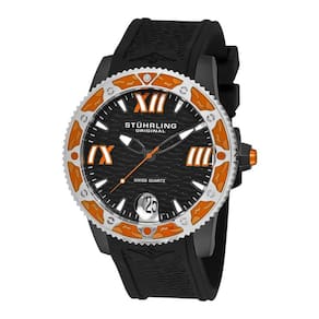 Regata Weekender 225G 47mm: Mostrador Preto, PVD Preto, Pulseira de Silicone Preta e Fivela Tang - Stuhrling.