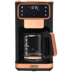 Cafeteira 12 Xícaras para Café Quente ou Gelado com Relógio Programável, 110V 1100W, Haden Dual Brew, Preto e Cobre