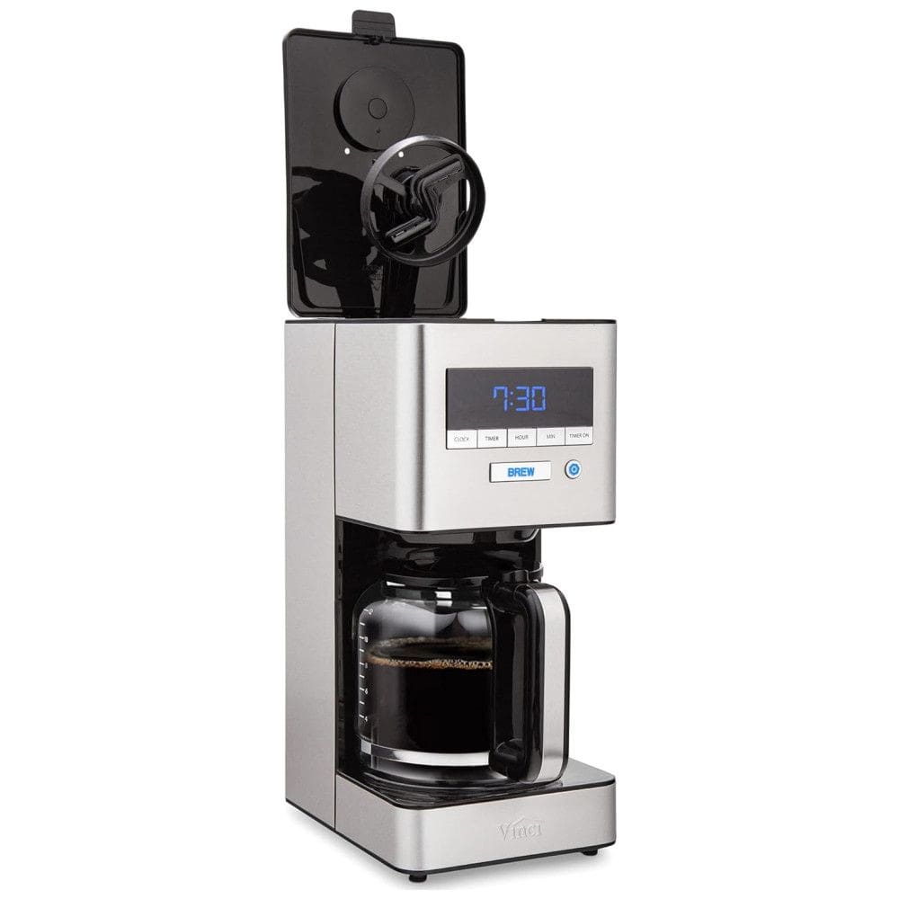 Cafeteira Programável 12 Xícaras com Função Bloom e Tecnologia de Dispersão Rotativa, 110V 1050W, Vinci, Prata