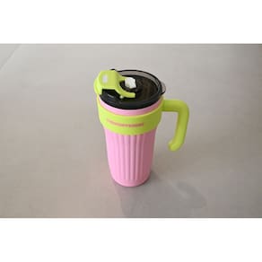 Caneca Copo Térmico Aço Inox Colorida Com Tampa E Canudo 860ml - Rosa/Amarela