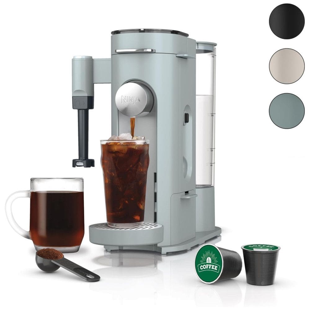 Máquina de Café Gelado com Espumador de Leite Embutido, Compatível com Cápsulas K-Cup, 110V 1550W, Ninja PB051GB, Azul Glacial
