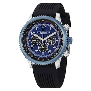 Relógio Concorso Silhouette Sport 858R GMT 45mm com Cronógrafo e Mostrador Azul, Prata e Pulseira de Silicone Preta.