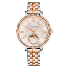 Relogio Horizon 4038 Classic 36mm, moldura ouro rosa, pulseira prata e ouro rosa, Stuhrling