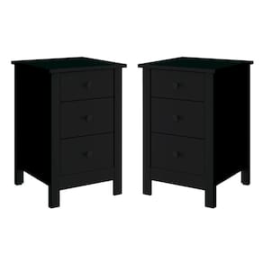 Kit 02 Mesas De Cabeceira 3 Gavetas 36 cm DM113 Preto Dtall