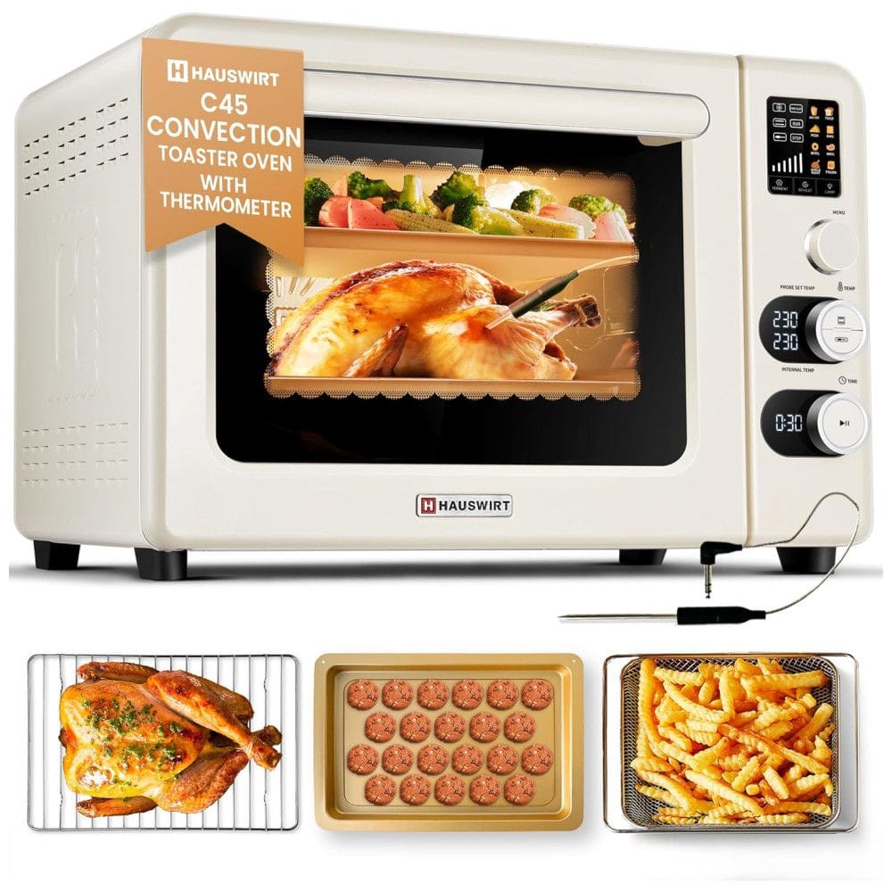 Forno Elétrico de Convecção Inteligente 39L com 8 Menus Predefinidos, Temporizador, Termômetroe Display LED, 110V 1800W, HAUSWIRT, Creme