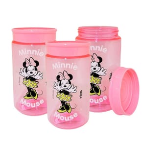 Kit 3 Potes Organizador Multiuso Rosa 350ml Minnie Mouse Disney 12cm - Tiba