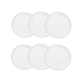 Cj 6 Pratos Rasos de Porcelana Branca Beads 28cm Wolff