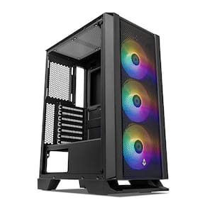 Gabinete Gamer Mancer Narok RGB 3 Fans S/Fonte MidTower Lateral de Vidro Preto - MCR-NRK-RGB01