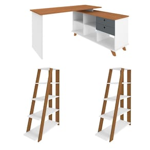 Conjunto Escritório Home: Escrivaninha 6122+ 2 Estantes 5945