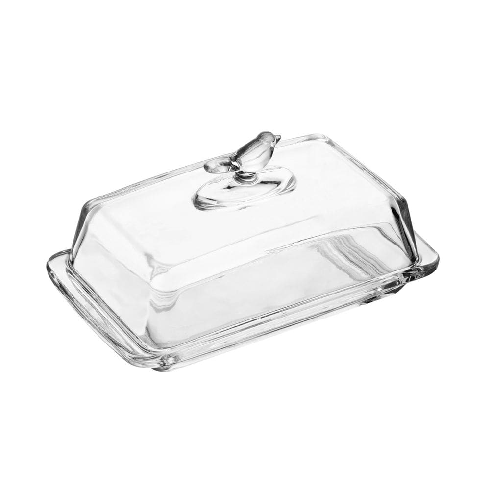 Manteigueira de Cristal C/Tampa Bird Transparente 18cm Wolff