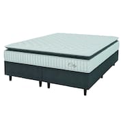 Cama Box Colchão Casal King Molas Ensacadas City Pillow Top 193x203x61cm Cinza / Branco Hellen