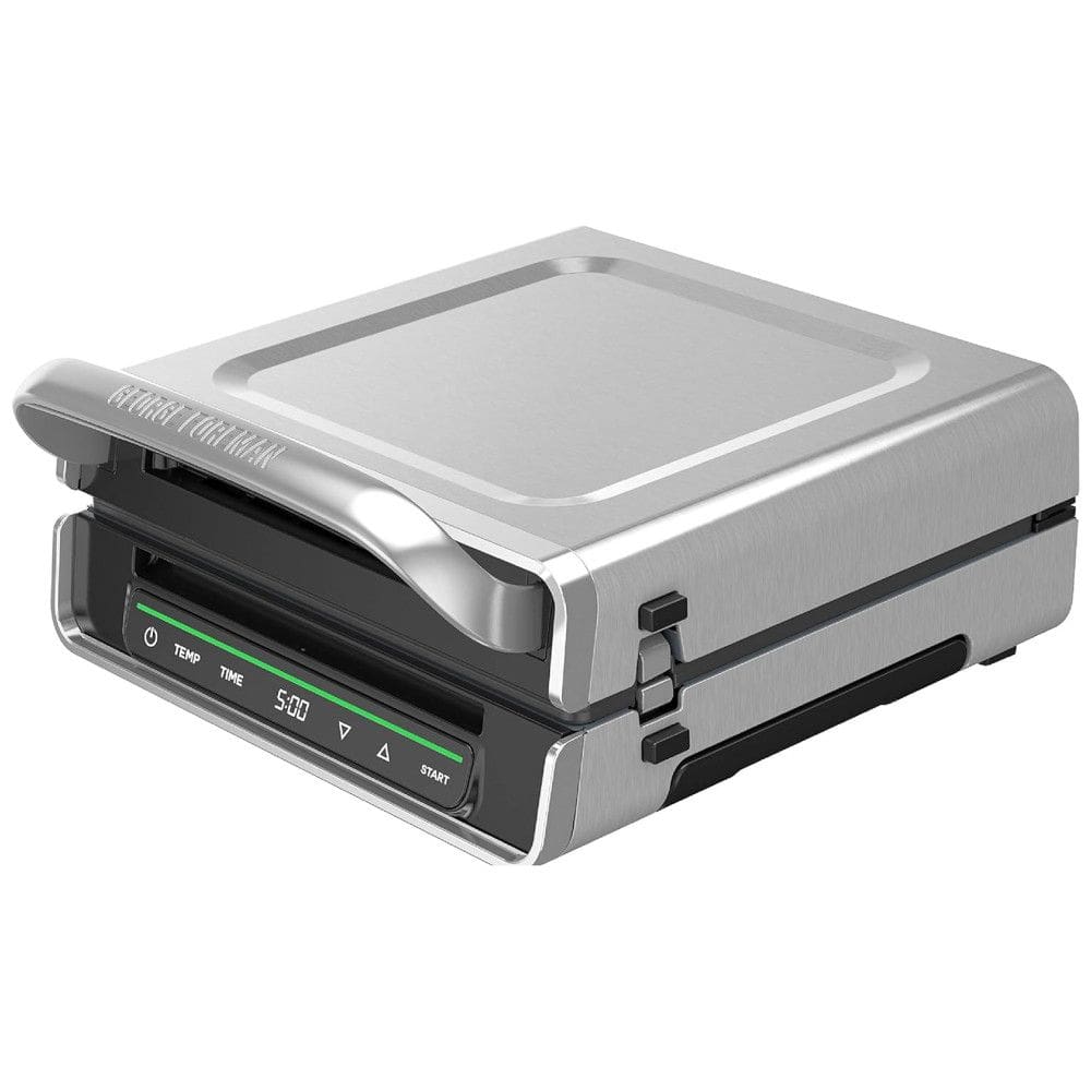 tamanho família 4 a 6 porções, Smart Select, sem fumaça, aço inoxidável, GEORGE FOREMAN GRD6090B, Cinza