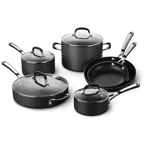 Conjunto de Panelas e Frigideiras Antiaderentes, 10 Peças, CALPHALON SA10H, Preto