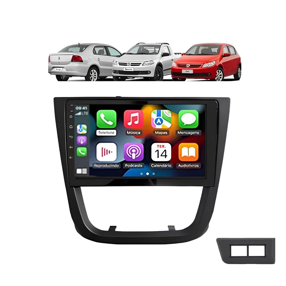 Kit Multimidia Gol Voyage Saveiro G5 2009 / 2012 Carplay AndroidAuto 9 Pol BT USB FM - Roadstar 908BR
