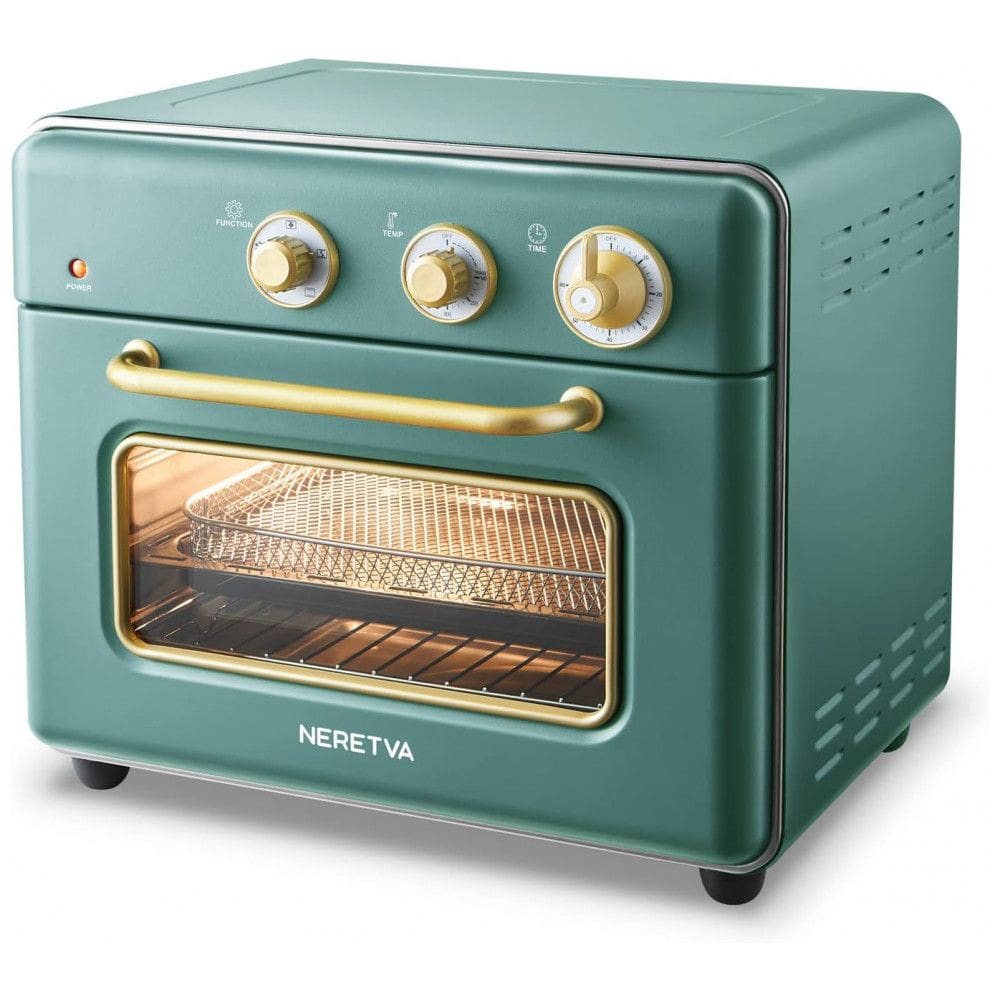 Forno Elétrico de Bancada Retro 5 em 1 com 6 Acessórios e Livro de Receitas, 1500W, 110v, NERETVA, Verde