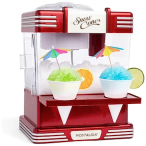 Maquina de raspadinha, inclui 2 copos de plástico reutilizáveis e colher de gelo, vermelho retrô, NOSTALGIA RSM602, Vermelho