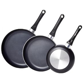 Conjunto de Panelas e Frigideiras Antiaderentes, 3 Peças, LFFP16013, Preto
