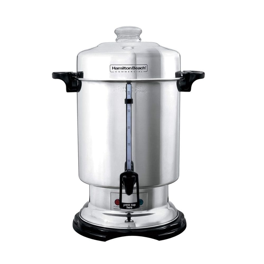 Cafeteira Elétrica Programável Urna em Aço Inoxidável Polido Capacidade de 60 Xícaras Janela de Água, HAMILTON BEACH D50065, Prateado