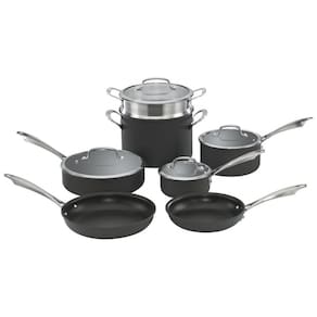 Conjunto de Panelas e Frigideiras Antiaderentes de Aço Anodizado Peças, CUISINART DSA 11, Preto