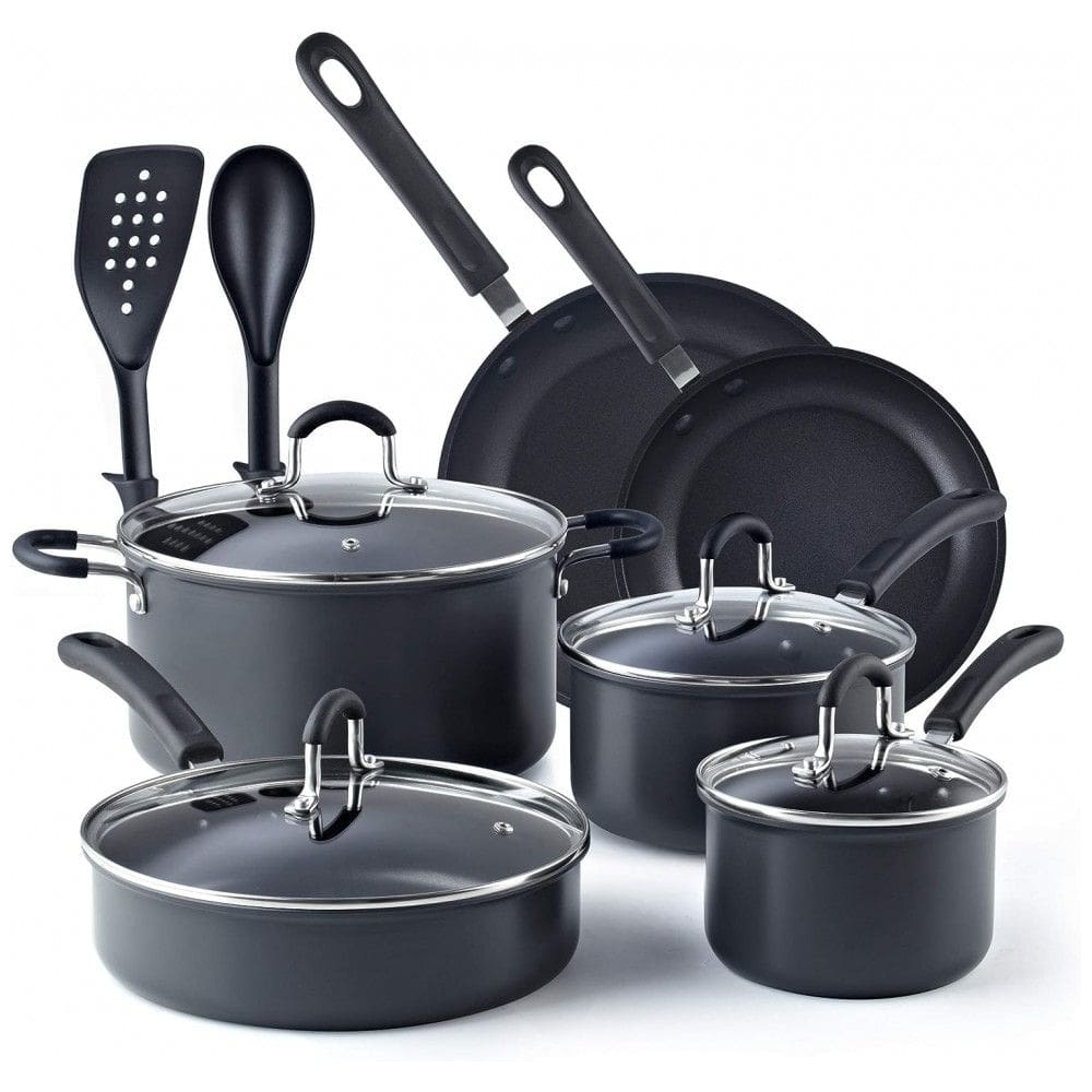Conjunto de Panelas Antiaderentes, 12 Peças, COOK N HOME 02597, Preto