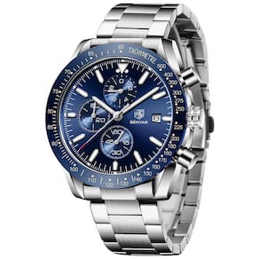 BENYAR BY 5140S Silver Blue Relógio Masculino Analógico Quartzo, Prata