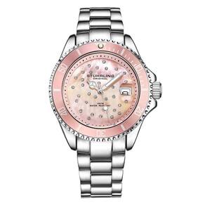 Relgio StarSea 3977 39mm com Mostrador Rosa e Pulseira de Ao Inoxidvel Prateado - Stuhrling