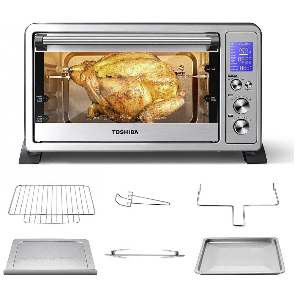 Forno Elétrico de Bancada 9 Definições, Aço Inoxidável, Multifuncional, com Visor de LED, 1500W, 110v, TOSHIBA AC25CEW SS, Prateado