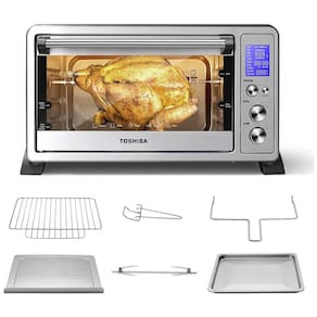 Forno Elétrico de Bancada 9 Definições, Aço Inoxidável, Multifuncional, com Visor de LED, 1500W, 110v, TOSHIBA AC25CEW SS, Prateado