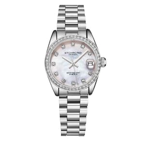 Relgio Stuhrling Lineage 3936 31mm com Mostrador Prateado e Pulseira de Ao Inoxidvel Prateado