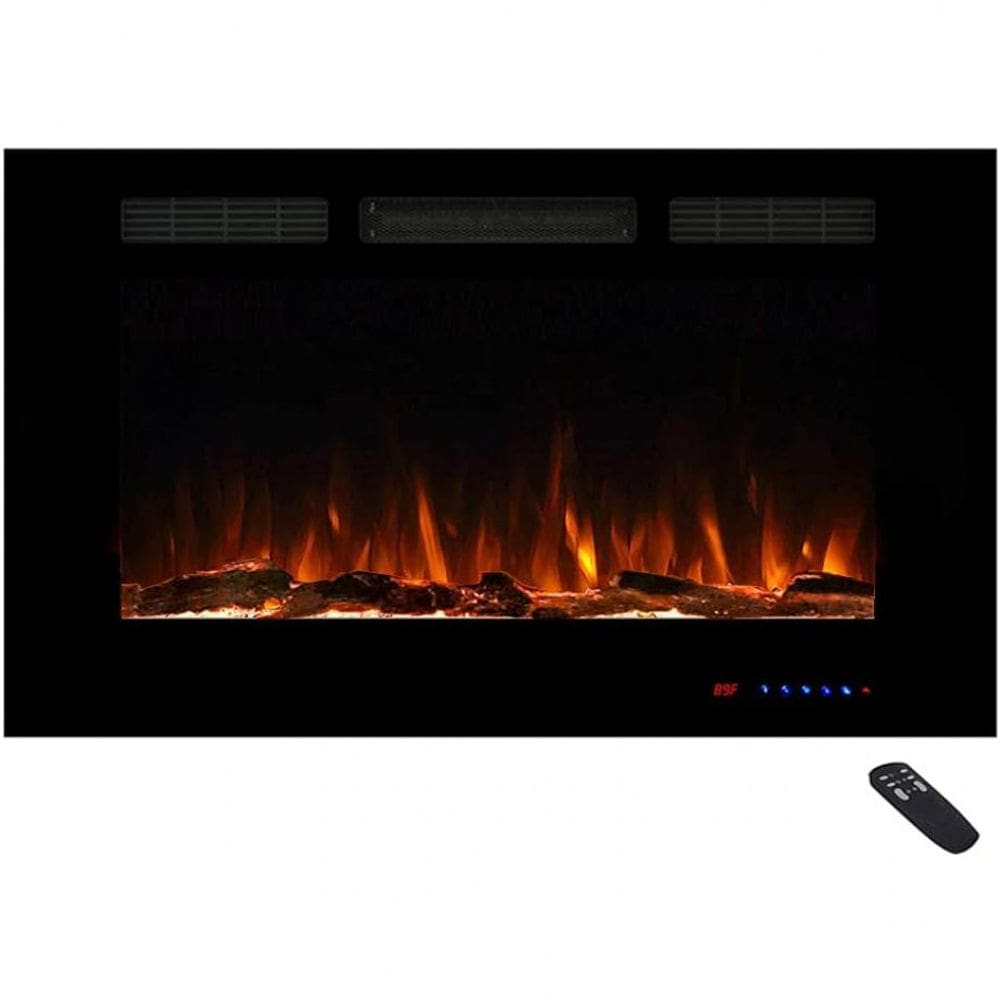Lareira Elétrica de Embutir A54x106L com Controle Remoto e Digital, Luz LED, Chama Ajustável, 1500W, 110v, MASARFLAME, Preto