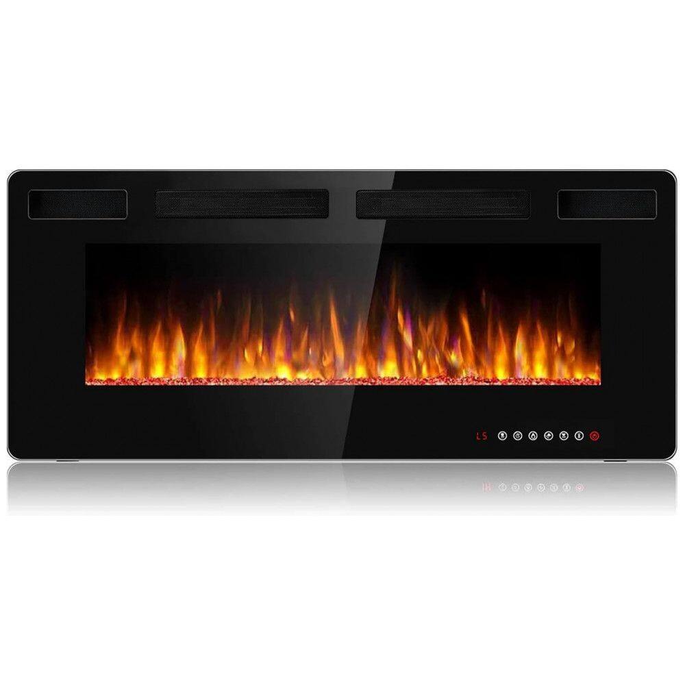 Lareira Elétrica de Embutir A45x91L, com Controle Remoto e Luz de LED, 1500W, 110v, BOSSIN 36 inch Electric Fireplace, Preto