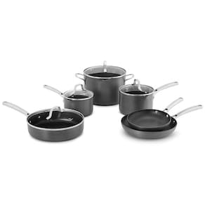 Conjunto de Panelas e Frigideiras Antiaderentes com Alças de Aço Inoxidável, 10 Peças, CALPHALON 2095191, Preto